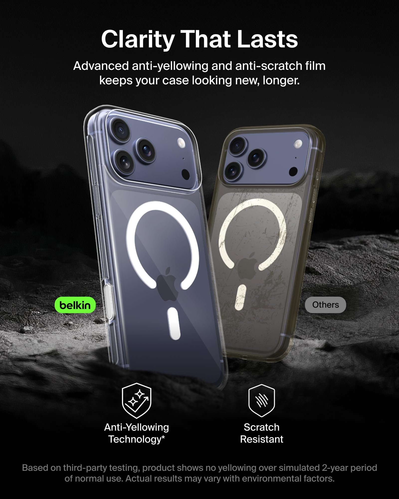 Belkin for iPhone 17 Pro Max Case, Clear, MagSafe Compatible w